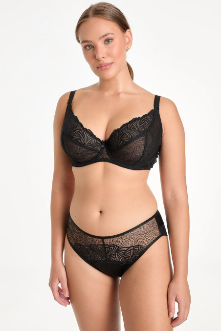 Podprsenka Rina Soft Plunge s geometrickou výšivkou