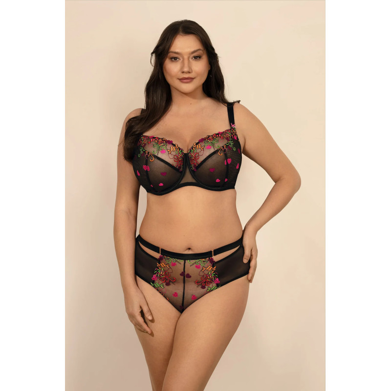 Lola black bra with colorful embroidery and playful accents
