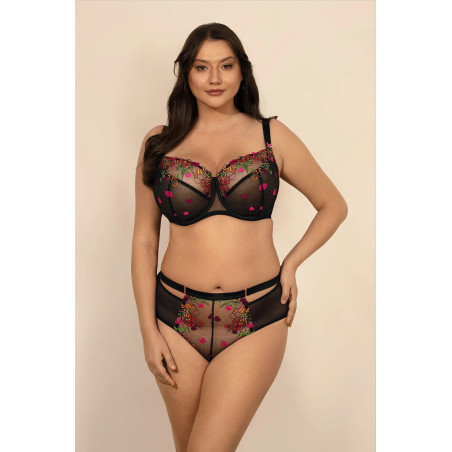 Lola black bra with colorful embroidery and playful accents