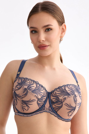 Biustonosz Palmer Soft – sztormowy błękit na beżu | InessLingerie