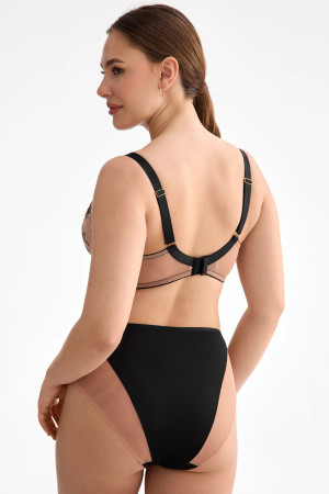 Sutien Salma Soft bej și negru cu broderie florală