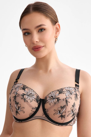 Sutiã Salma Soft – bege & preto com bordado | InessLingerie