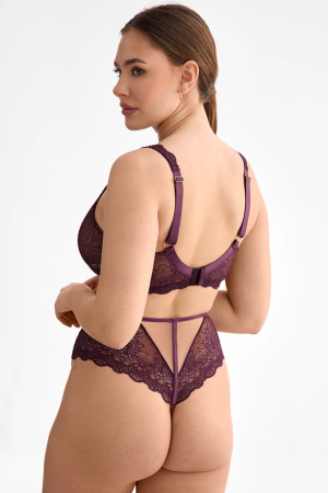 Biustonosz Maribel Soft Bralette – ciemna śliwka z orientalną koronką