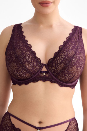 Biustonosz Maribel Soft Bralette – ciemna śliwka, orientalna koronka