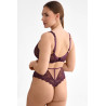 Tanga Maribel – prună închisă, talie înaltă, dantelă orientală