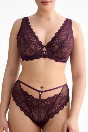 Tanga Maribel – tmavá švestka, vysoký pas, orientální krajka
