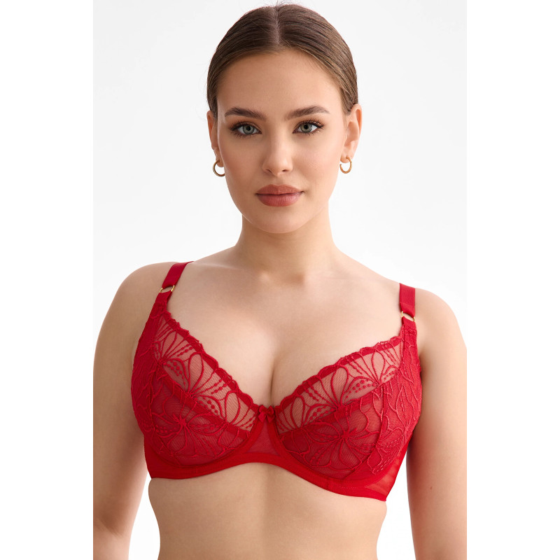 Sutiã Harper Soft Plunge vermelho com bordado floral Sutiã Harper Soft Plunge vermelho com bordado floral