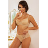 Biustonosz Saraja Semi-Soft – beżowy, koronka i siateczka