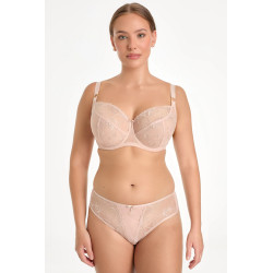 Figi Kira cappuccino – tiulowe figi z haftem | Inesslingerie