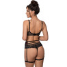 Elisif – burgundy and black lace thong with straps