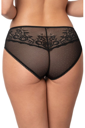 Elisif – klasické krajkové kalhotky bordó-černé s pásky |InessLingerie