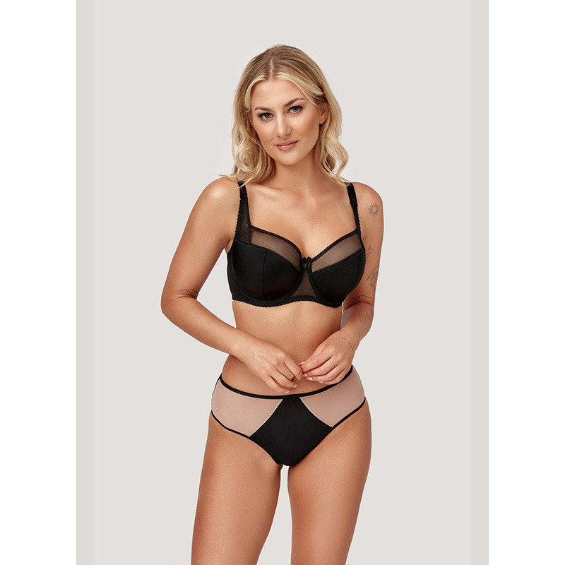 Black elegant Nikola briefs with classic waist and mesh inserts