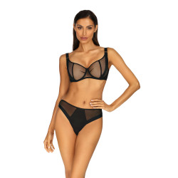 Tanga Pryma – černé průsvitné kalhotky se středním pasem | Inesslingerie
