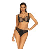 Tanga Pryma – černé průsvitné kalhotky se středním pasem | Inesslingerie