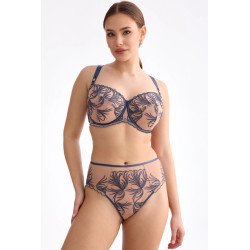 Kalhotky Palmer – stormově modrá výšivka, vysoký pas | Inesslingerie