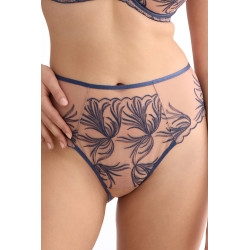Figi Palmer – sztormowy błękit, haft, wysoki stan | Inesslingerie
