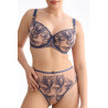 Kalhotky Palmer – stormově modrá výšivka, vysoký pas | Inesslingerie