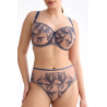 Kalhotky Palmer – stormově modrá výšivka, vysoký pas | Inesslingerie
