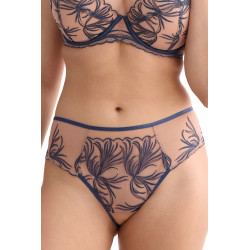 Palmer Brazilian panties – storm blue embroidery, mid-rise