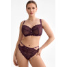 Tanga Maribel – švestková krajka, tyl, střední pas | InessLingerie