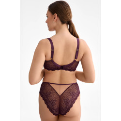 Tanga Maribel – švestková krajka s průhledným tylem