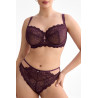 Tanga Maribel – švestková krajka, tyl, střední pas | InessLingerie