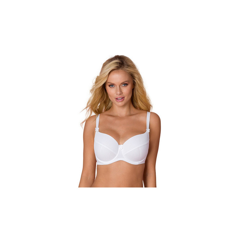 White padded bra with microfiber and ribbed lower cup White padded bra with microfiber and ribbed lower cup