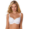 White padded bra with microfiber and ribbed lower cup